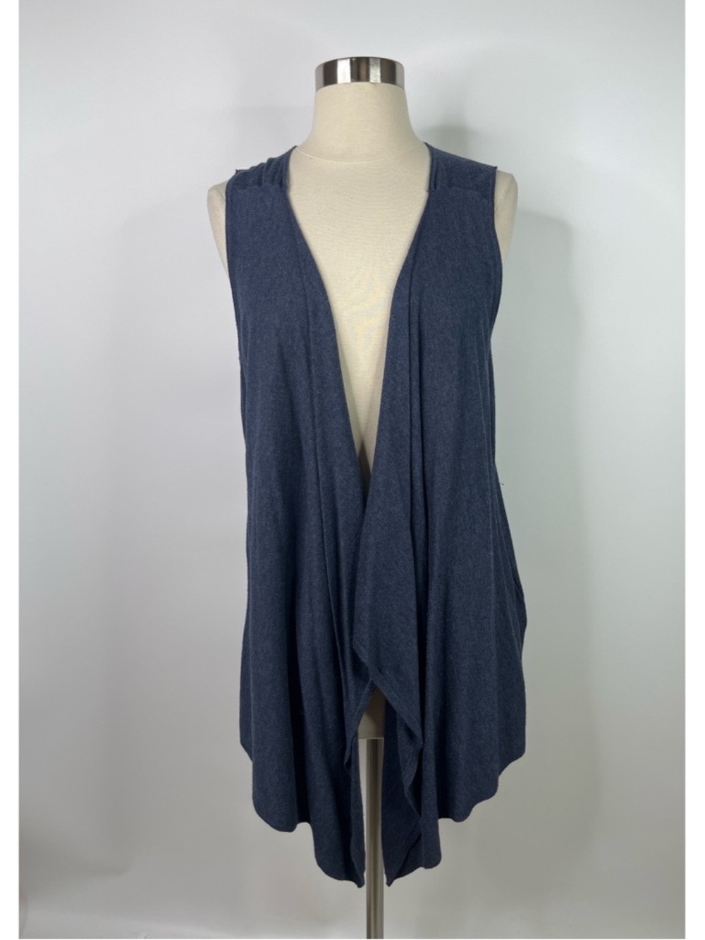 Purejill Petite Silk Blend Sleeveless High-Low Open Front Vest